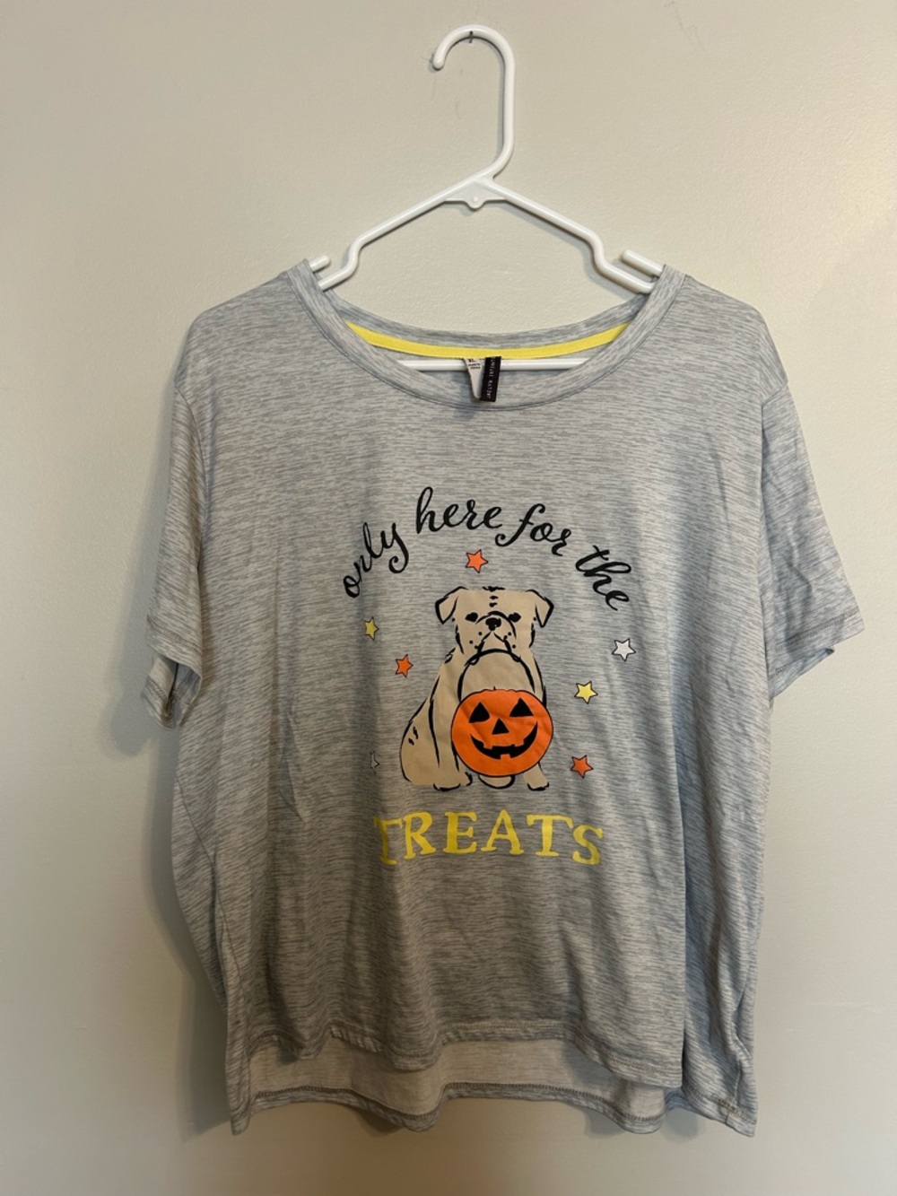 Gray Halloween Dog Graphic Short-Sleeve Pajama Top